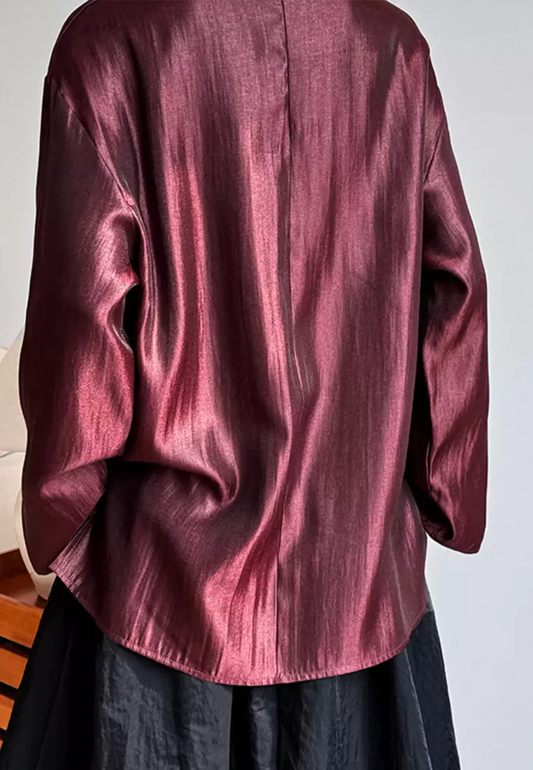 Minimally soft round neck loose top CA24092352RD