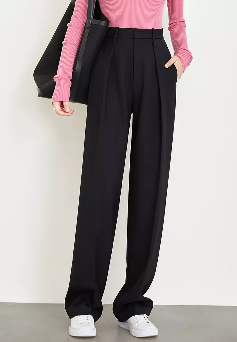 Grey casual straight leg pants CA24092304BK