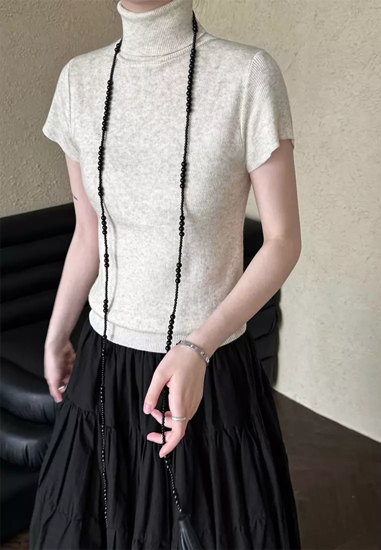 Classic slim fit short sleeved knitted sweater CA24092357BW