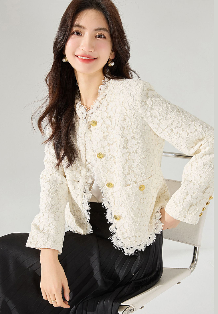 New black lace jacket & skirt CA24091135BK