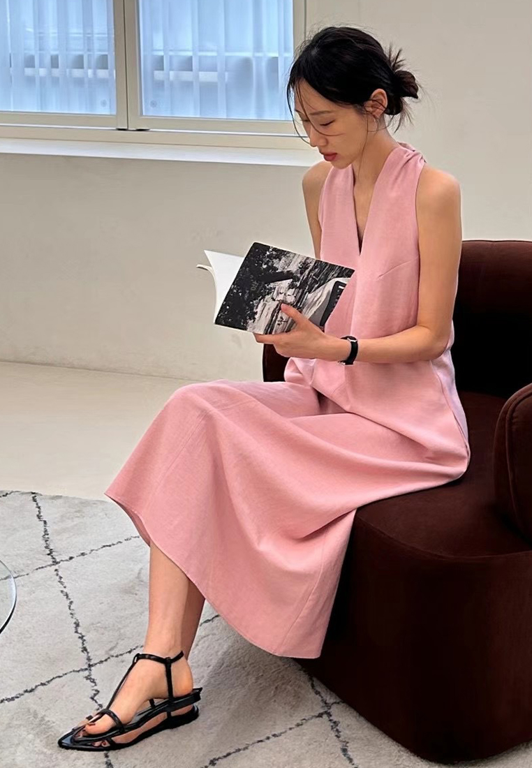 Retro waist cinching loose slimming vest dress CA25032728PI