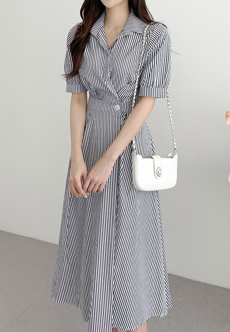 Summer trendy waist cinching dress CA25032747BL