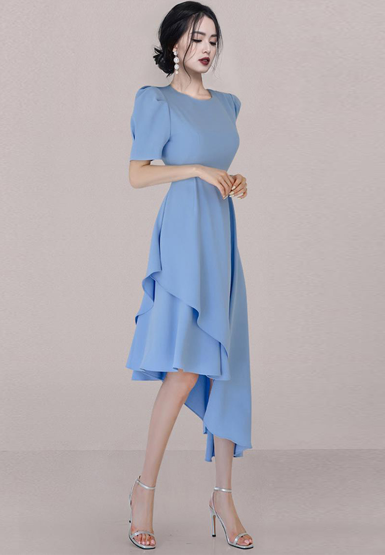 Fashionable and elegant irregular short sleeved dress CA100597