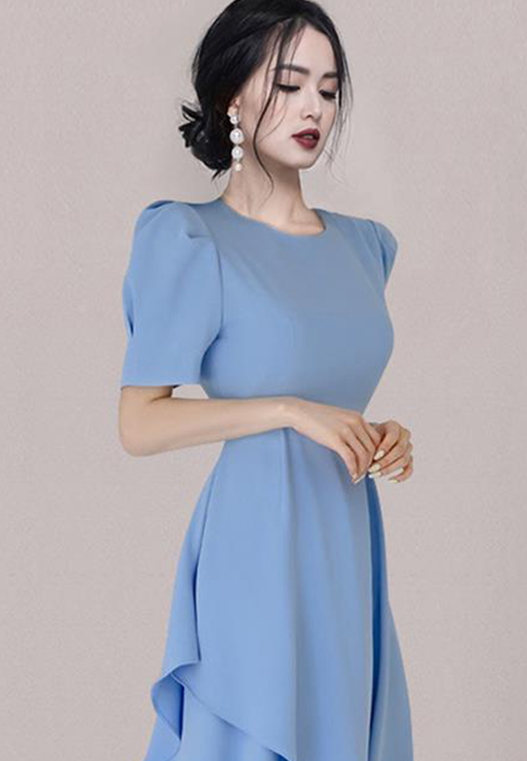 Fashionable and elegant irregular short sleeved dress CA100597