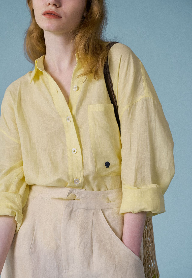 New arrival slim fit loose niche linen top CA25091927W