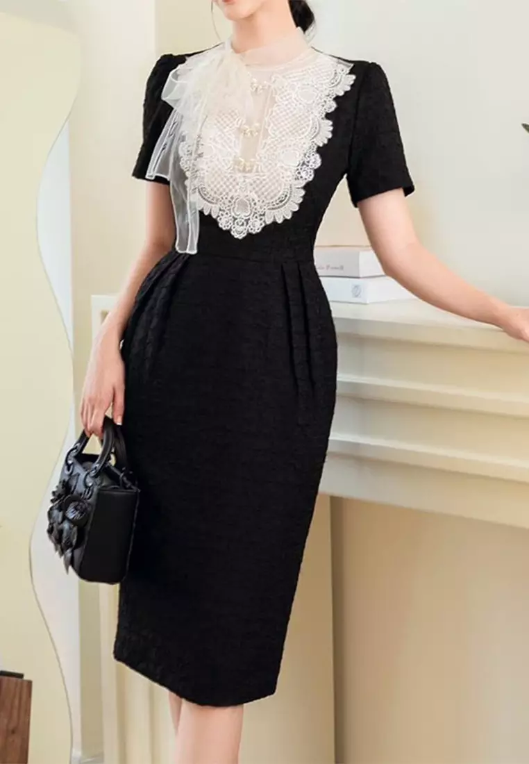 Lace Embroidered Mesh Dress CA24102541BK