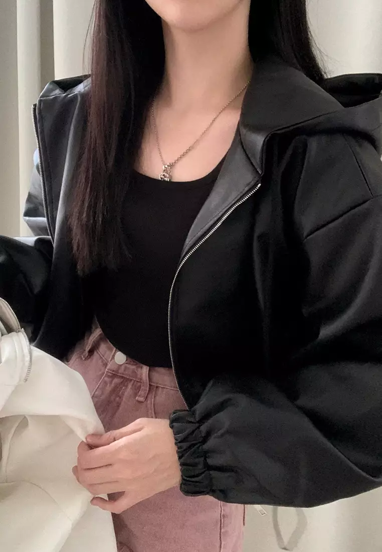 Autumn vintage loose leather jacket jacket CA24092720W