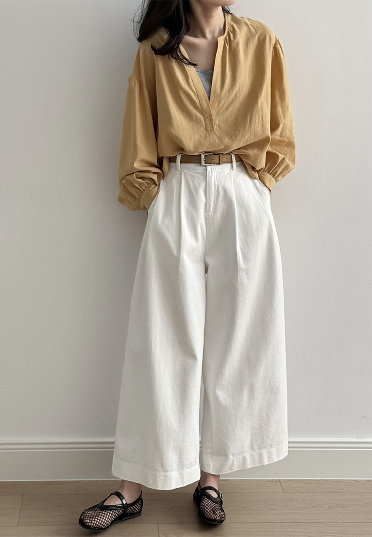 New Summer Japanese-Style Casual Straight-Leg Wide-Leg Pants with Belt CA25061799W