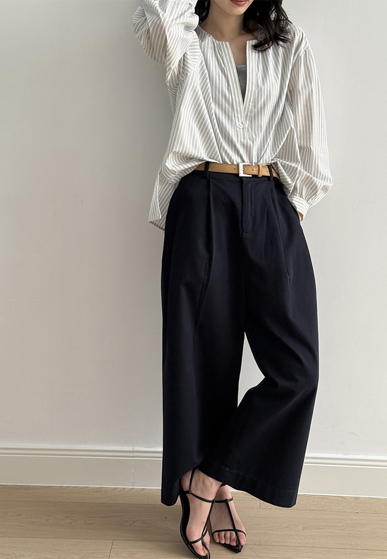 New Summer Japanese-Style Casual Straight-Leg Wide-Leg Pants with Belt CA25061799W