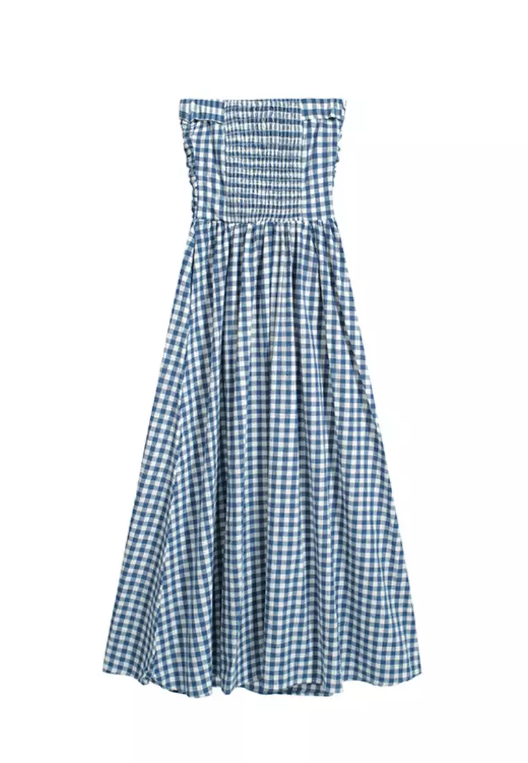 [Copy]2024 Summer New Strapless Fresh Plaid Dress K050904BK