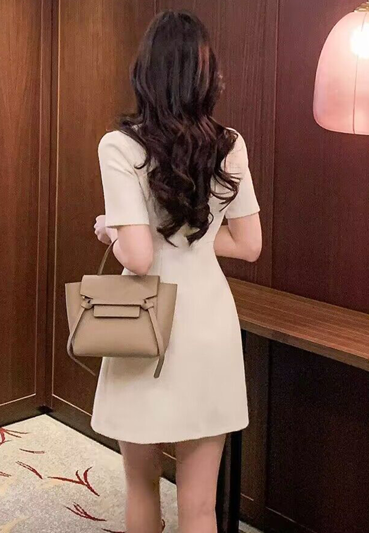 French round neck short sleeved dress CA25032737PI