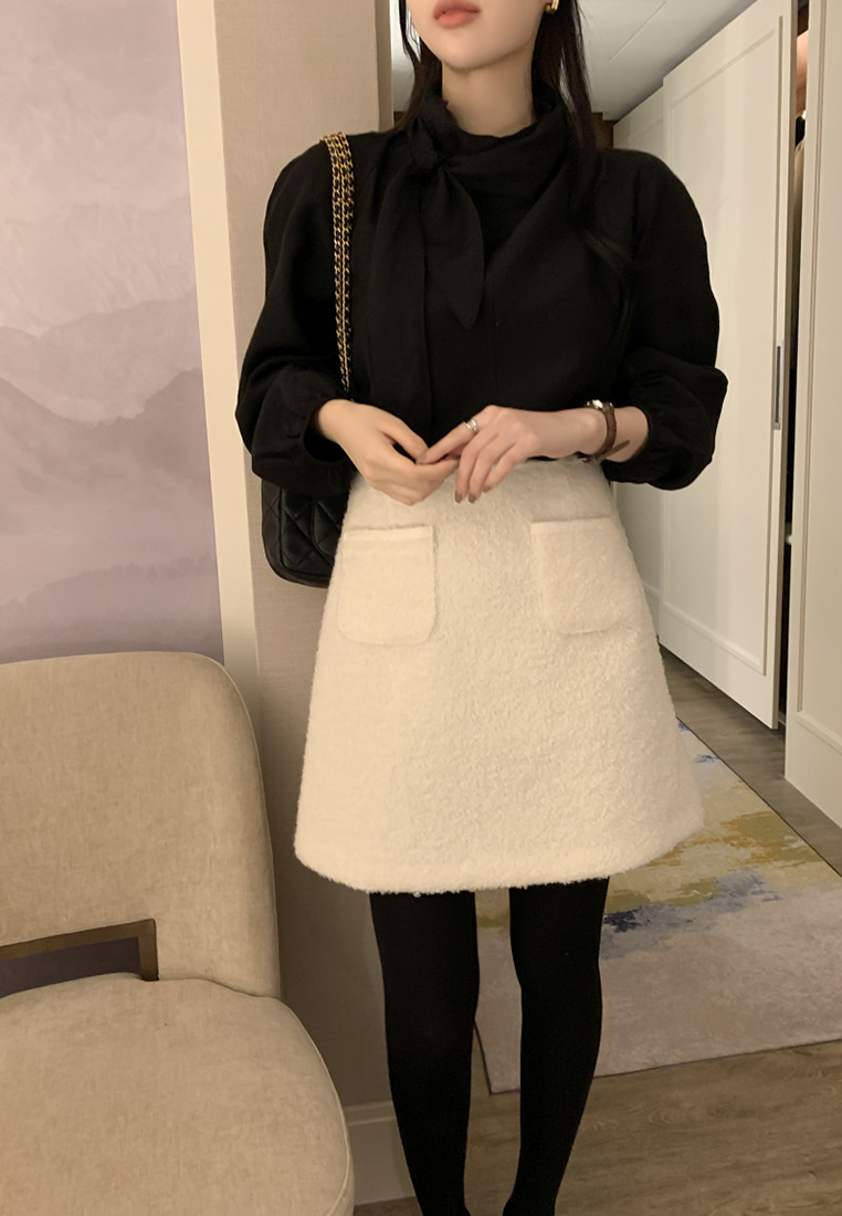 Korean chic early spring French ribbon long-sleeved shirt CA25021316BE