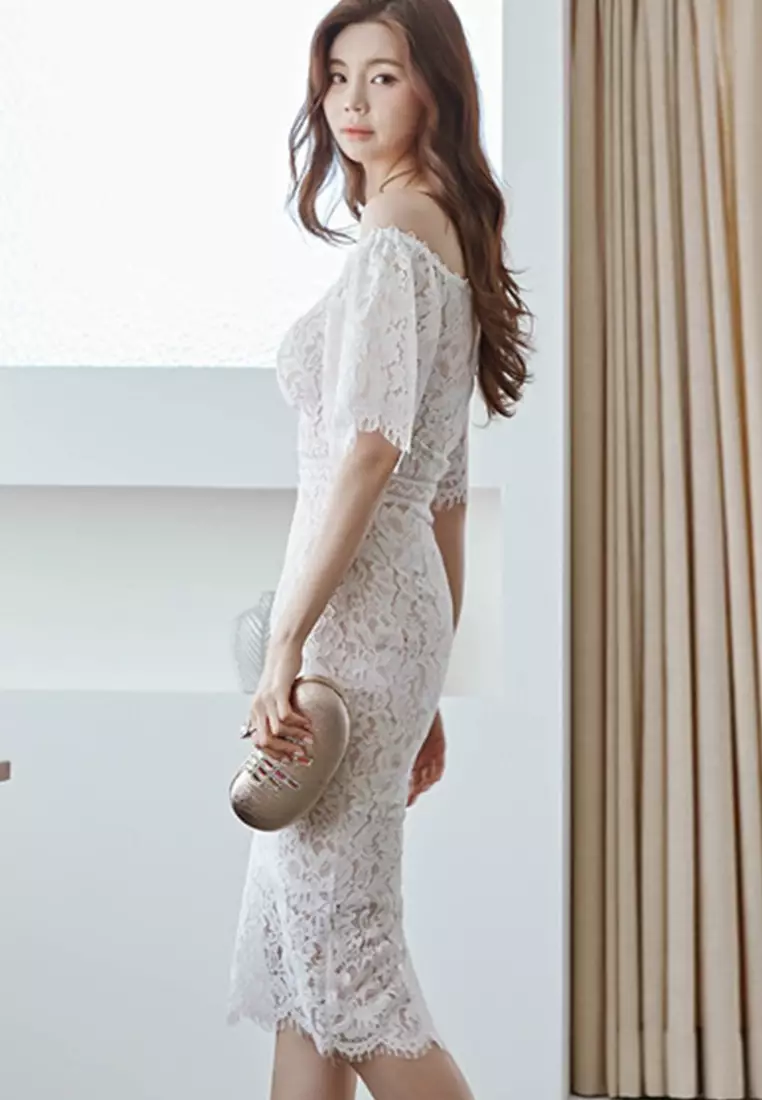 --Temperament One-Line Neck Lace Slim One-Step One-Piece Dress A22050301PI