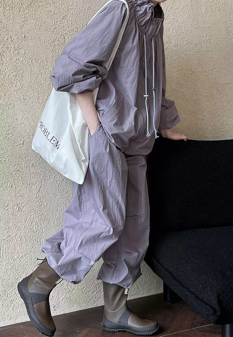 Fashionable outdoor casual jacket long pants set CA24092350BK