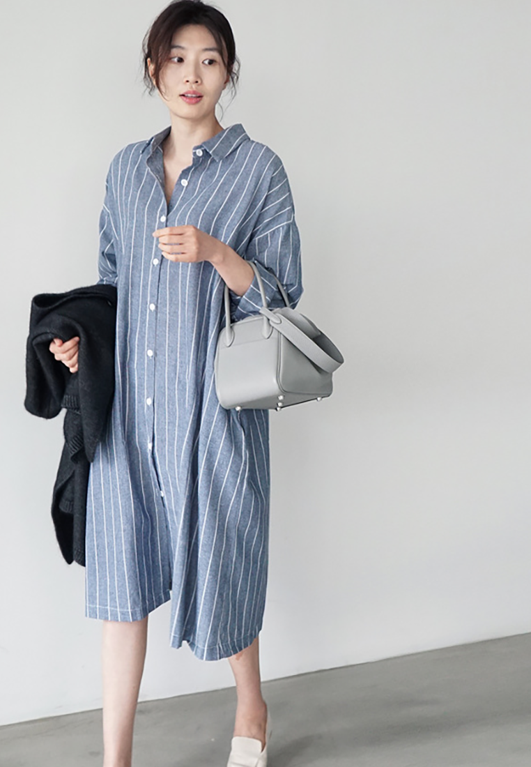 New casual striped slim fit oversized shirt CA25091917BL