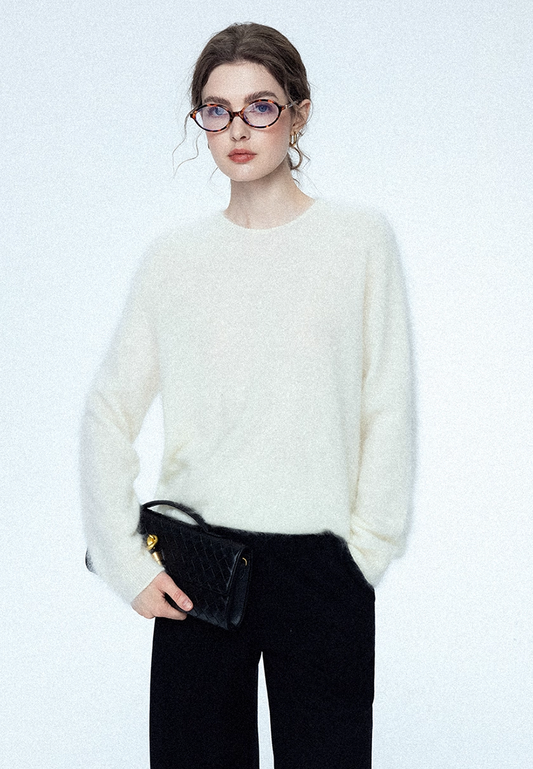 Autumn/Winter Cashmere Crew-Neck Base Knit Sweater CA25102801W