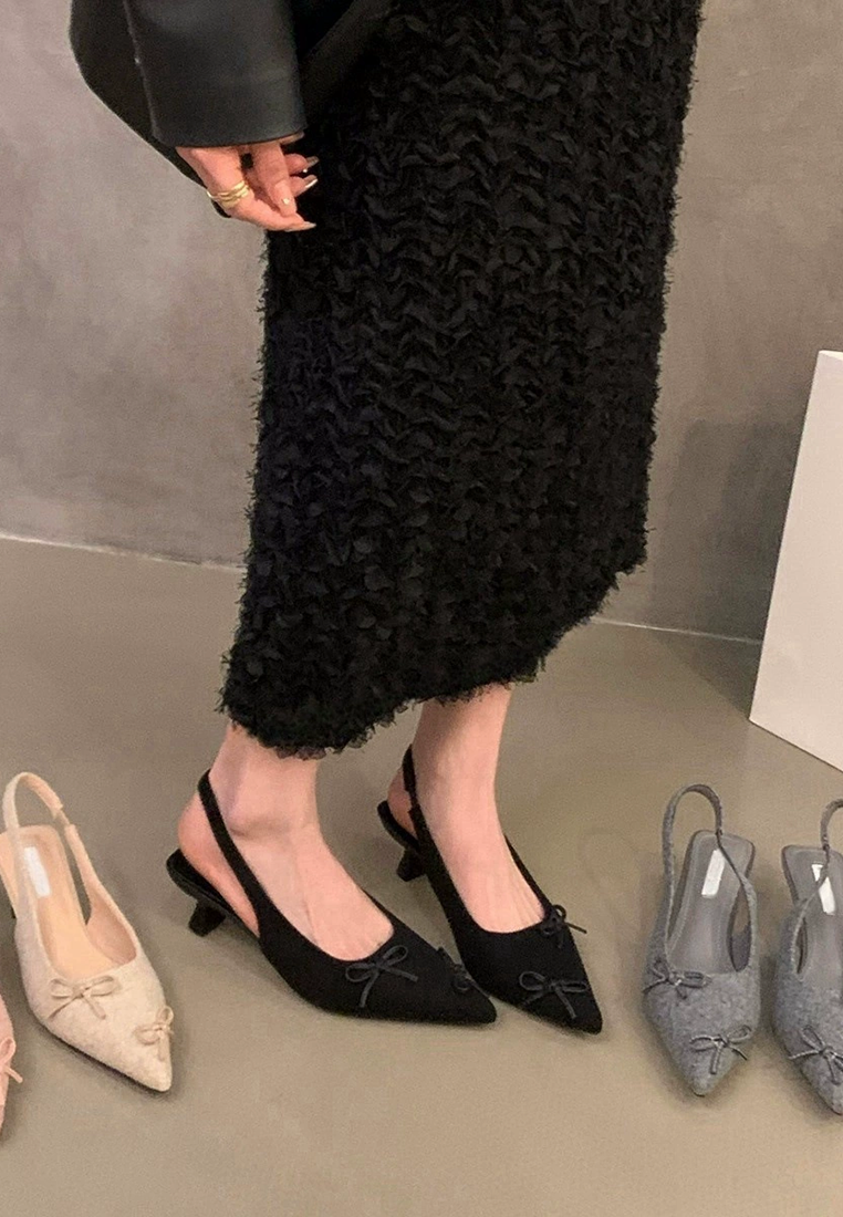 2025 French black velvet bun-head fairy high-heeled sandals CA25021327BK