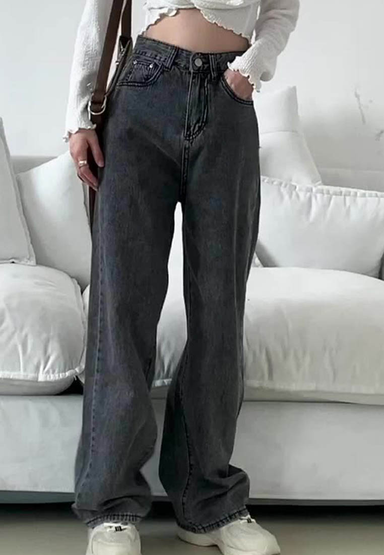 --High Waist Loose Mopping Casual Jeans A090929-M