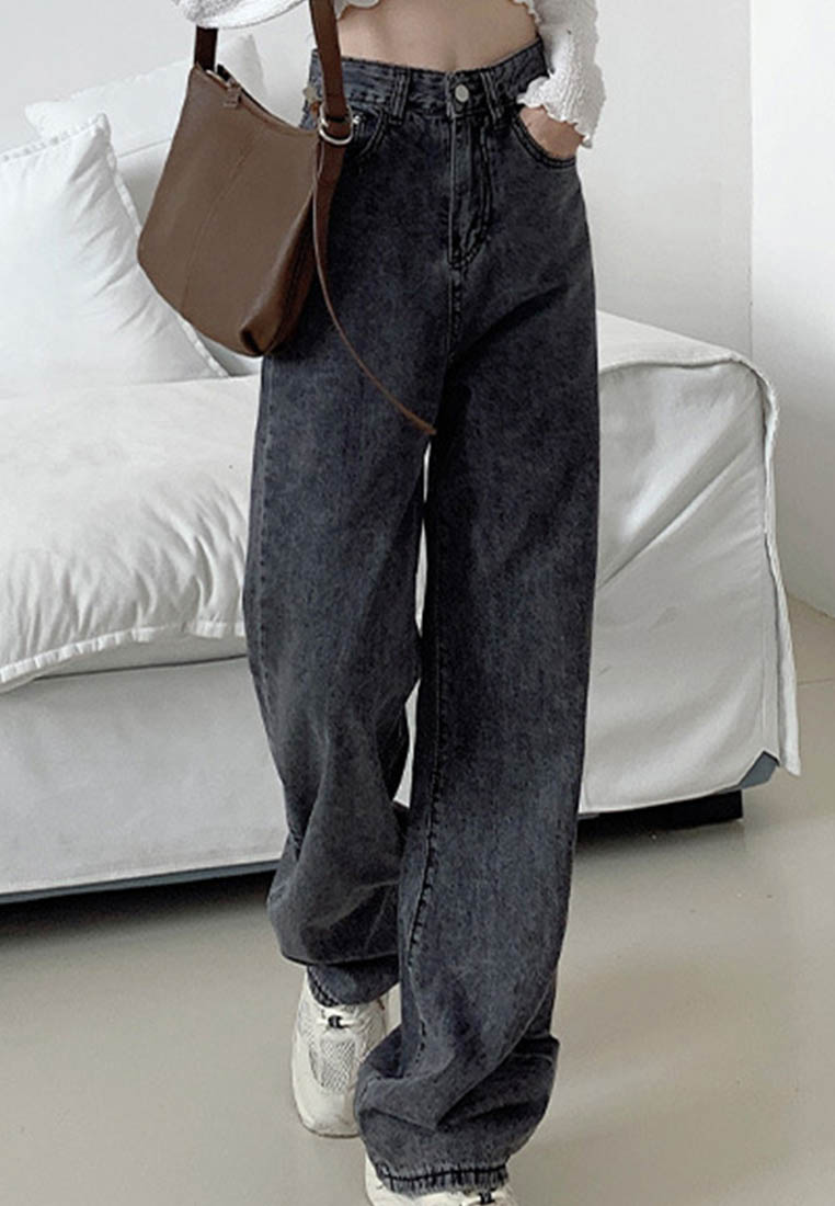 --High Waist Loose Mopping Casual Jeans A090929-M