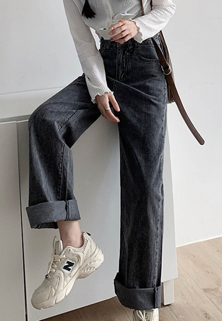--High Waist Loose Mopping Casual Jeans A090929-M
