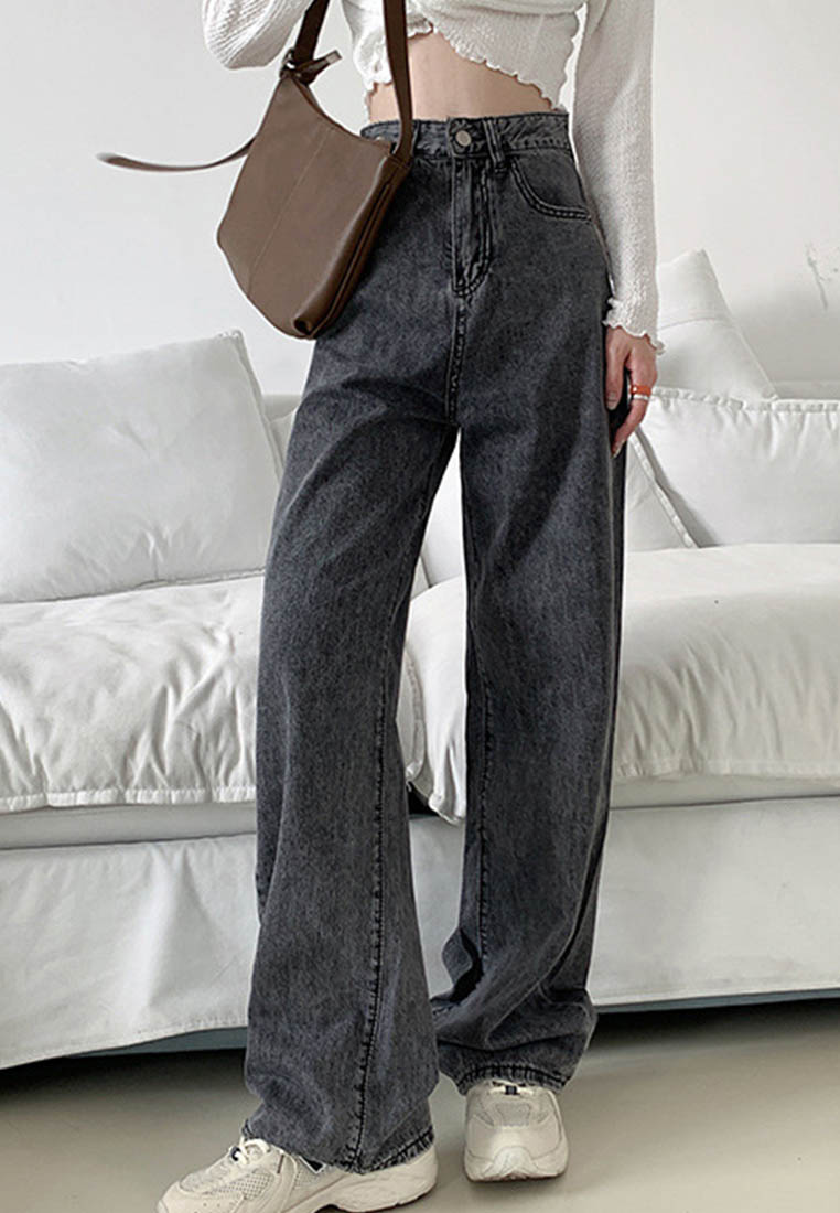 --High Waist Loose Mopping Casual Jeans A090929-M