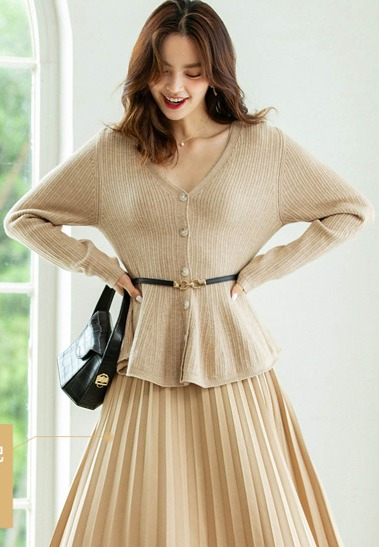 --V-Neck Hollow Waist Sweater A092207KI-M
