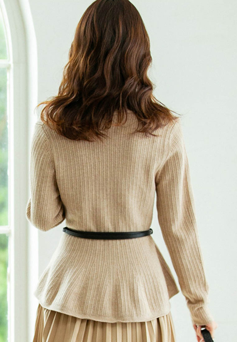 --V-Neck Hollow Waist Sweater A092207KI-M