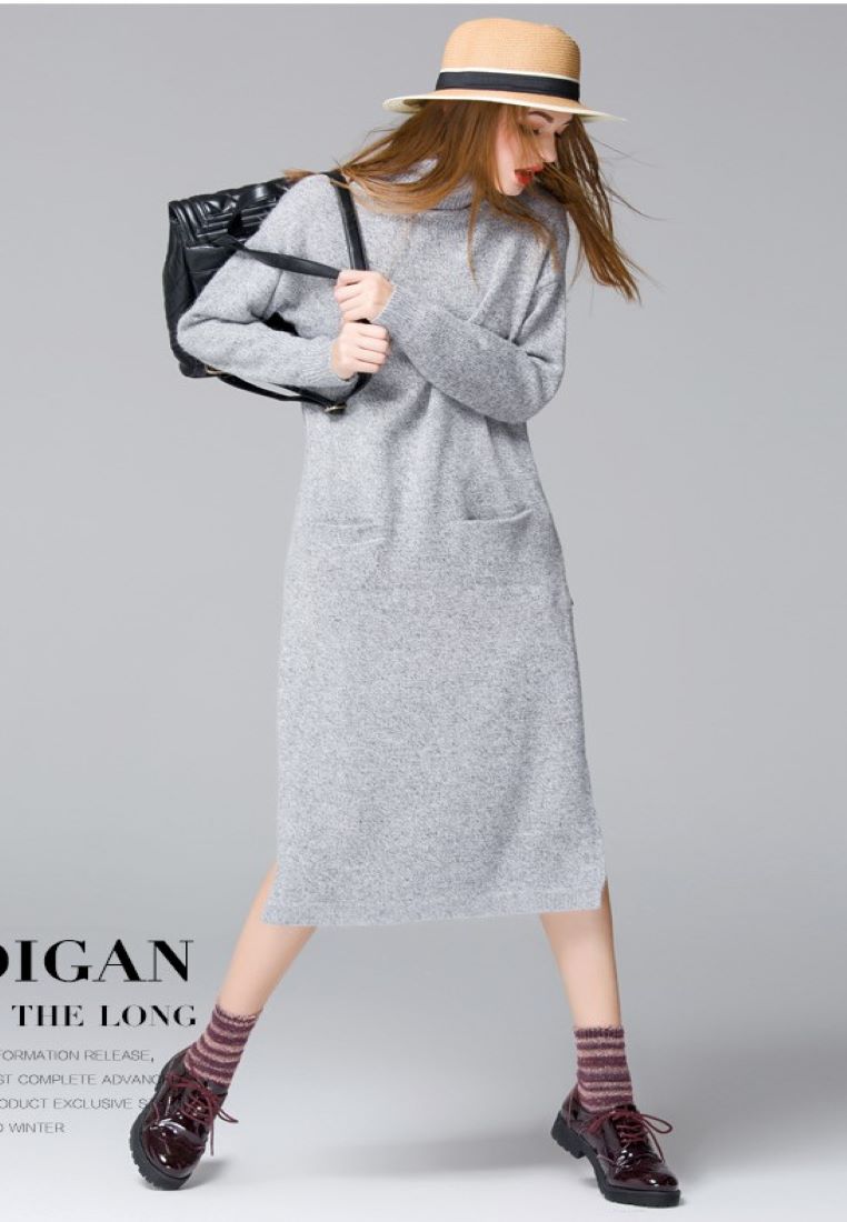 --Korean Split Collar Long-sleeved Knit Dresses A110510GYNEW