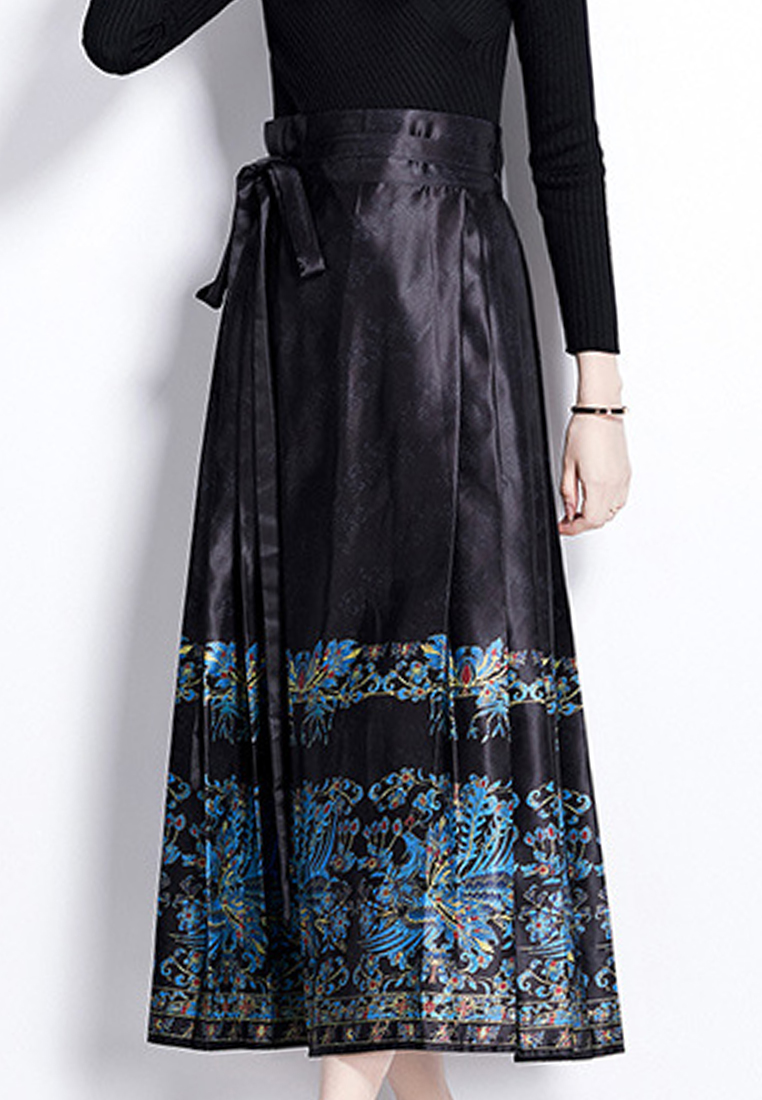 Knitted top fashionable printed skirt suit A110610