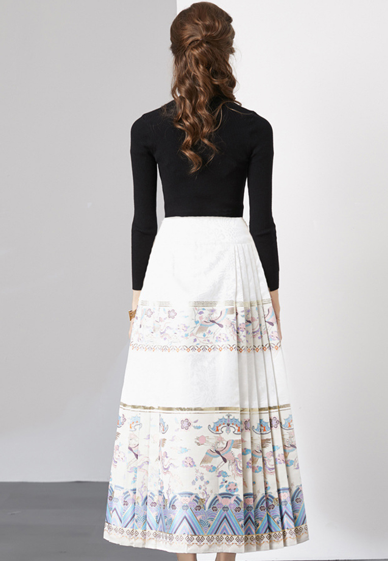 Fashionable gold embroidered top and skirt suit A110611BK