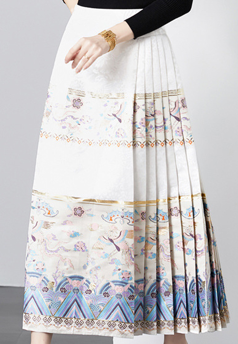 Fashionable gold embroidered top and skirt suit A110611BK