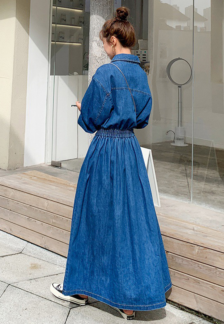 Fashion Commuter High Waist Long Fashionable Denim Dress A121801