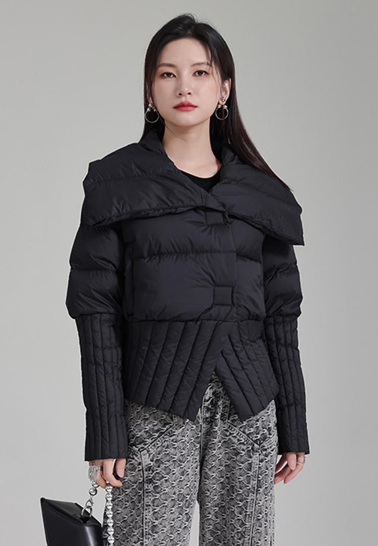 Warm lapel down jacket 90 white duck down thickened jacket A1218102BK