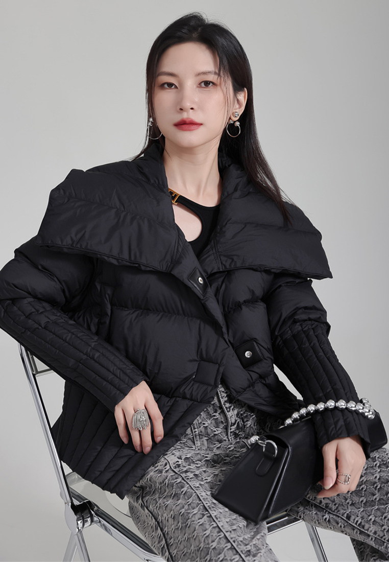 Warm lapel down jacket 90 white duck down thickened jacket A1218102BK