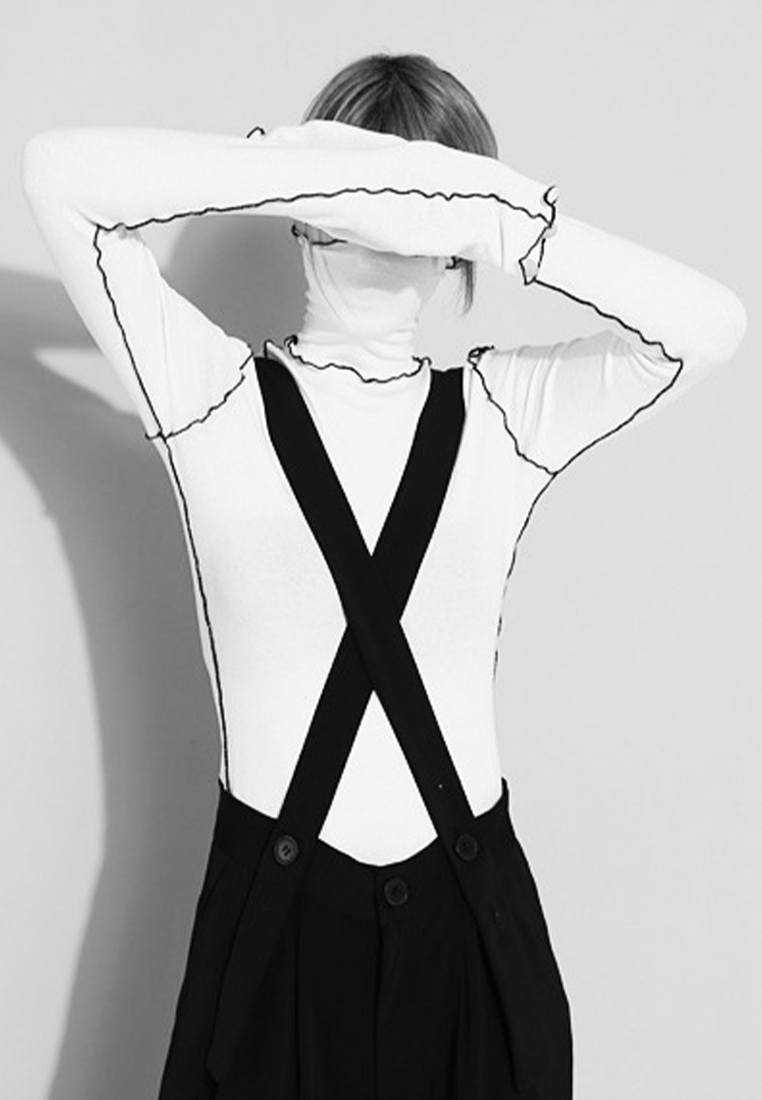 Personalized contrasting color turtleneck bottoming T-shirt A1218103