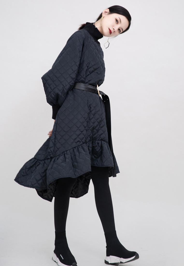 Elegant ruffled fishtail skirt and cotton long dress A1218113