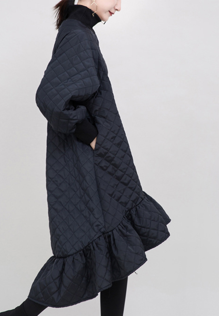 Elegant ruffled fishtail skirt and cotton long dress A1218113