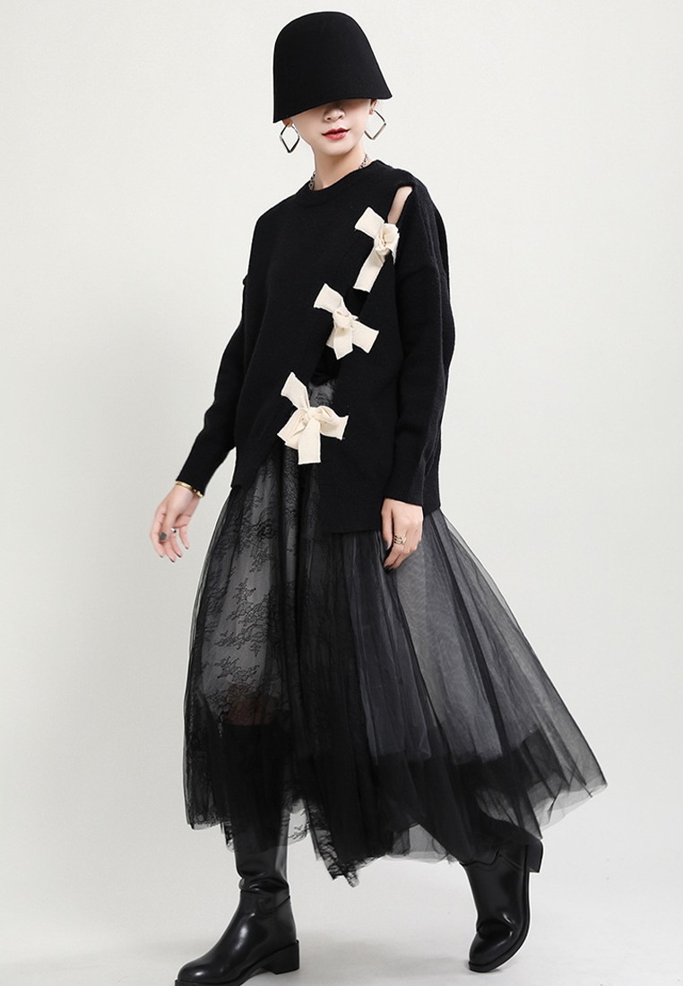 Elegant ruffled fishtail skirt and cotton long dress A1218114