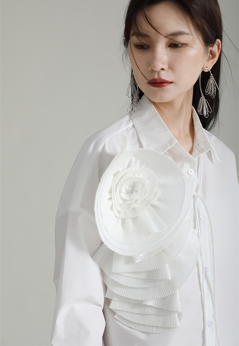 Fashionable and elegant floral solid color shirt dress A1218118BL