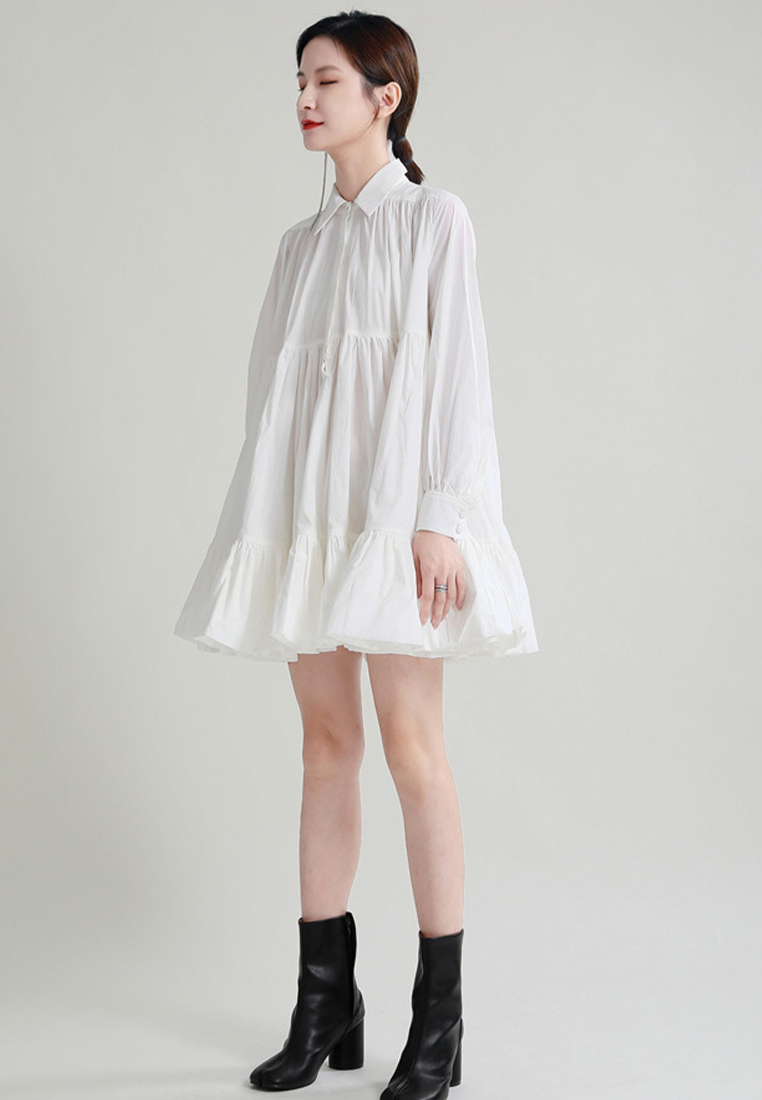 Fashionable casual solid color elegant long sleeved shirt dress A1218119W