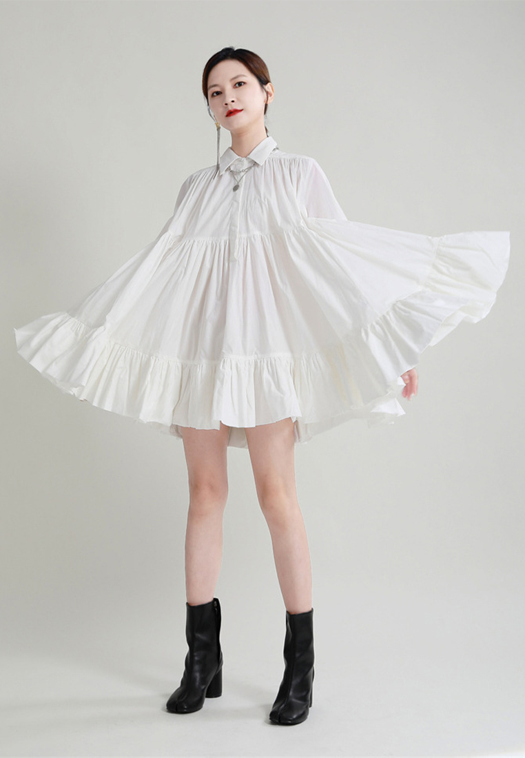 Fashionable casual solid color elegant long sleeved shirt dress A1218119W