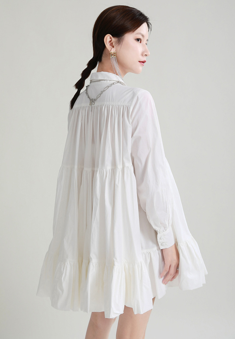 Fashionable casual solid color elegant long sleeved shirt dress A1218119W