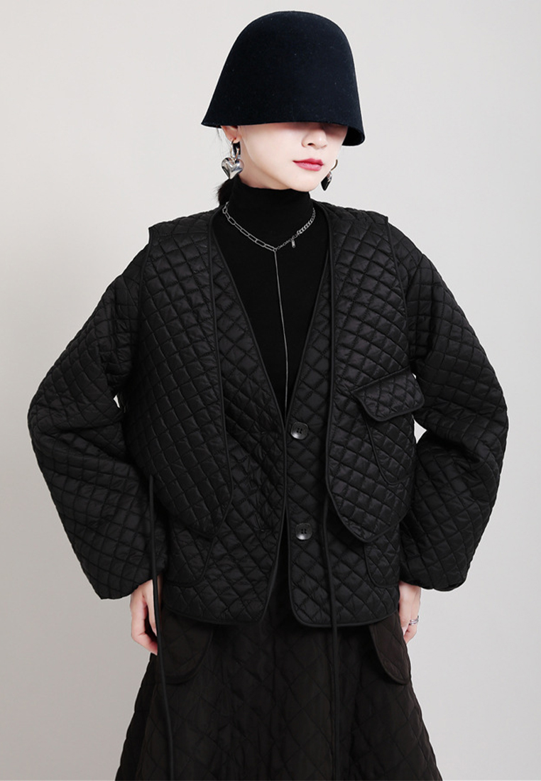 2024 fashion new rhombus cotton jacket + vest set A1218137BK