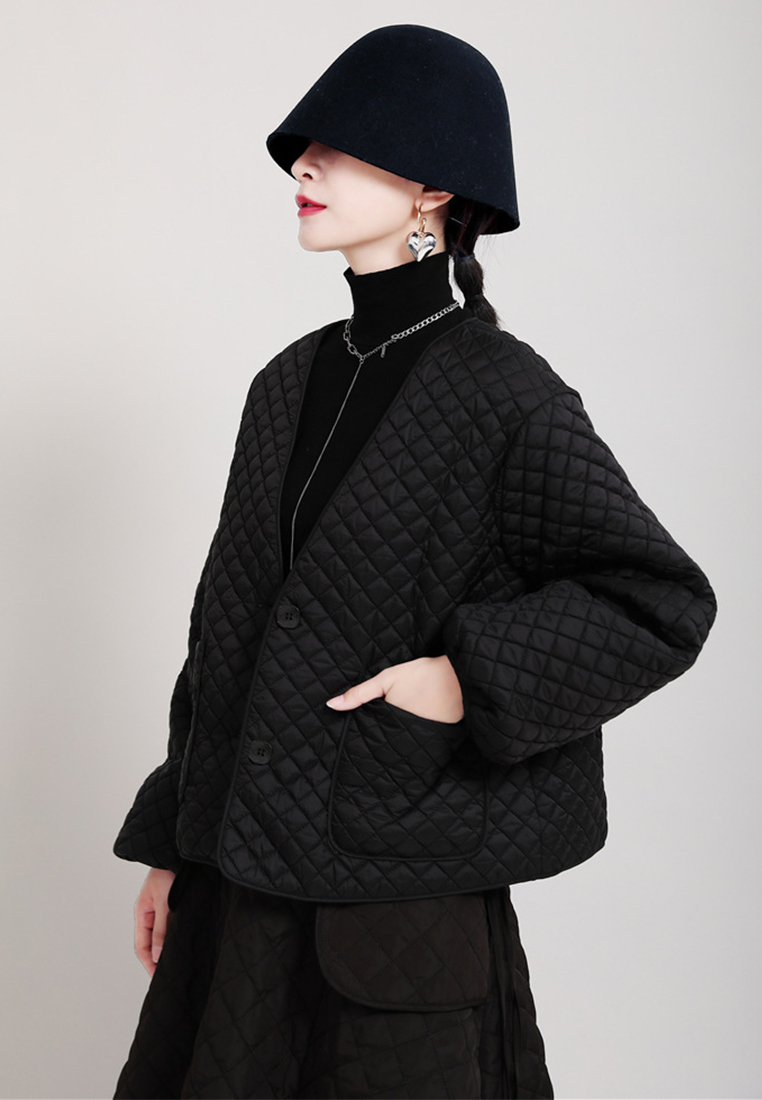 2024 fashion new rhombus cotton jacket + vest set A1218137BK