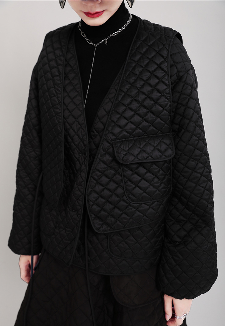 2024 fashion new rhombus cotton jacket + vest set A1218137BK