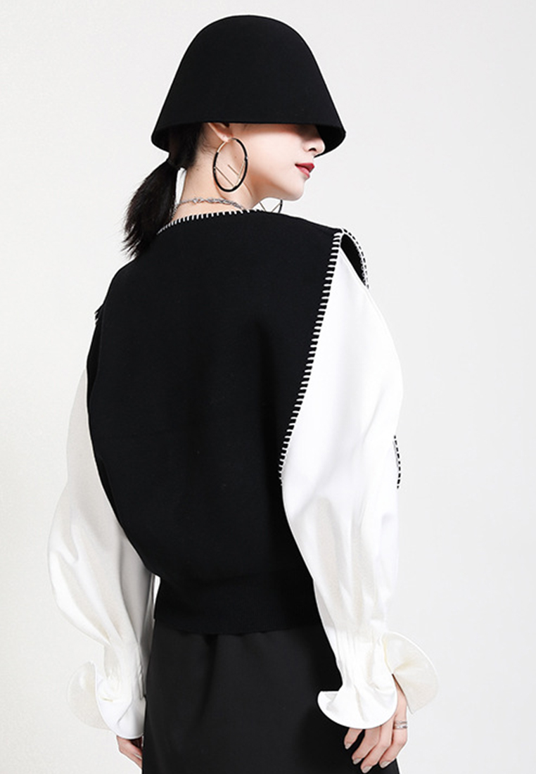 2024 spring vest loose knitted vest A1218138BK