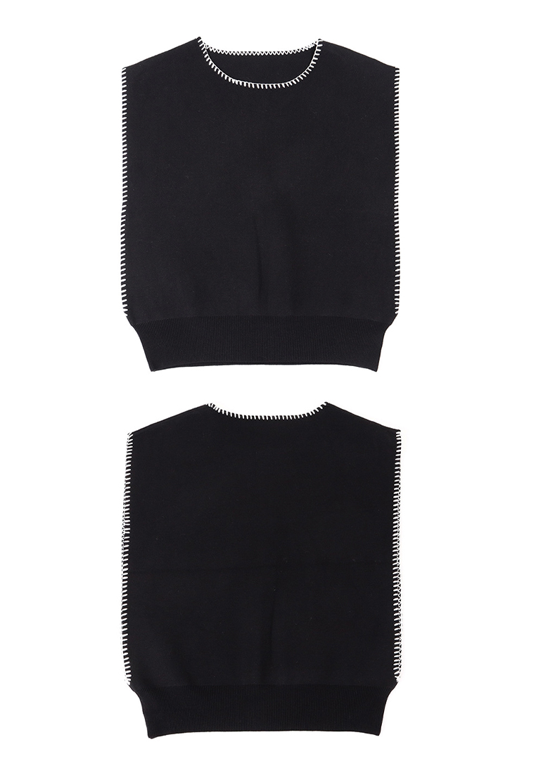 2024 spring vest loose knitted vest A1218138BK