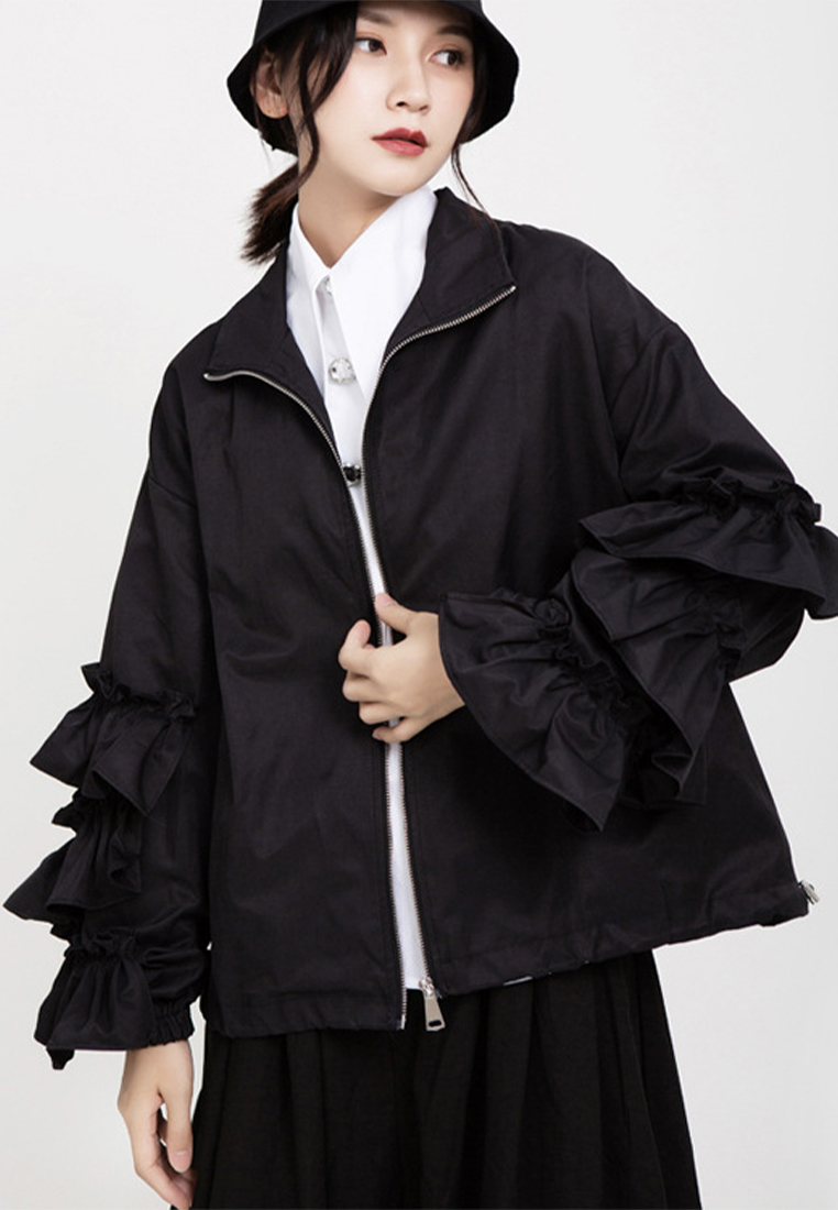 2024 New Design Women's Jacket Fungus Puff Sleeve Warm Jacket A1218140BK