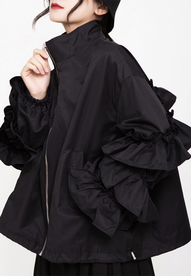 2024 New Design Women's Jacket Fungus Puff Sleeve Warm Jacket A1218140BK