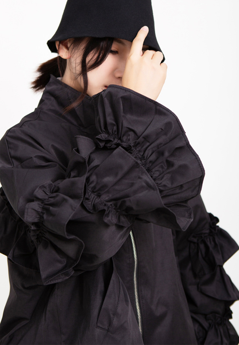 2024 New Design Women's Jacket Fungus Puff Sleeve Warm Jacket A1218140BK